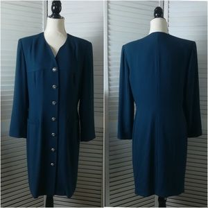 Vintage Kasper Teal Coat Dress